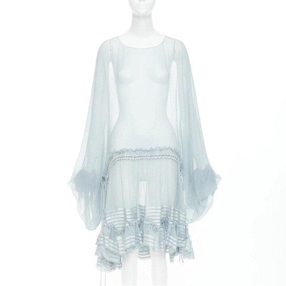 Elegant Sheer Blue Dress 2016 runway